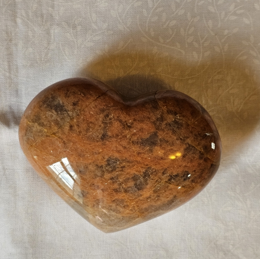 Peach Moonstone Crystal Heart
